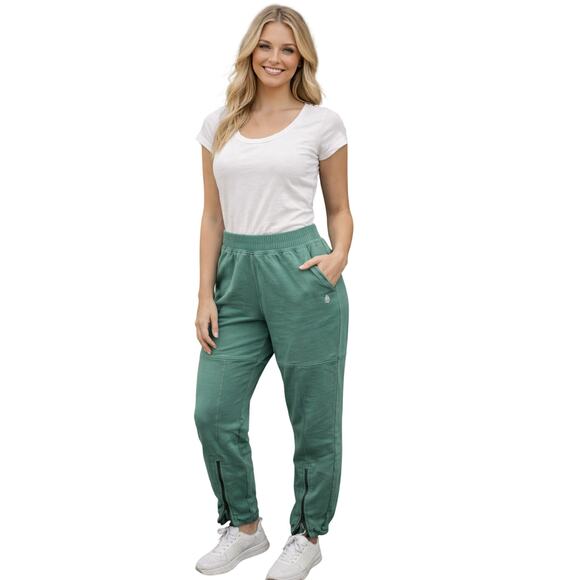 Free People Pants - Free people movement sz S sea green ankle zip high waisted pocket joggers comfy